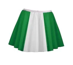 Ladies 15" Irish Emerald Green & White Skater Skirt St. Patricks Day Fancy Dress