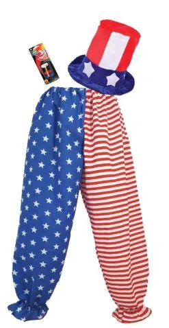 Adults Captain Spaulding Clown Pants USA Hat & Facepaints Circus Horror Movie Halloween Fancy Dress [2 Sizes]