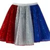 Ladies 15" United Kingdom National Flag Colours Sequined Skater Skirt Fancy Dress [2 Sizes]