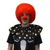 Black & White Polka Dot Clown Collar With Red Afro & Sponge Clown Nose