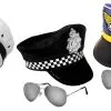 Police Captain Sargeant Sailor Captain Airline Pilot Peaked Hat & Glasses Fancy Dress Kit