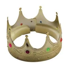 King Queen Golden Crown With Jewels Nativity Royal Fancy Dress Accessory