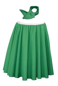 Ladies 22" Length Emerald Green Rock N Roll Skirt & Neck Tie St Patricks Day Fancy Dress -Halloween Shop 12cd87f1 dd00 4892 980a e890734cd7bf 00828.1676471265
