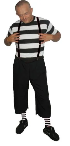 Mens The Addams Family Black & White Stripe Pugsley Halloween Fancy Dress Costume
