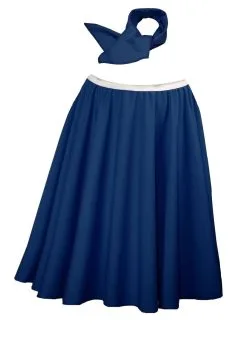 Ladies 22" Navy Blue Full Cirlcle Rock & Roll Skirt With Necktie 1960s Fancy Dress -Halloween Shop 1477e023 1654 4bac a537 0220a8cecab5 42547.1458224742