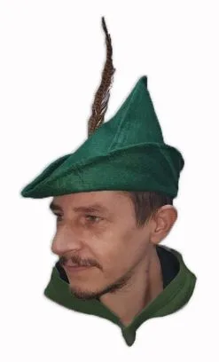 Robin Hood Peter Pan Green Hat With Feather Medieval Outlaw Archer World Book Day Legend Fancy Dress Accessory [One Size]