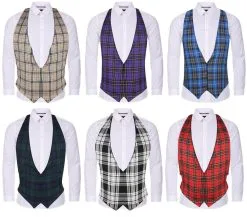 Adults Backless Tartan Waistcoat Burns Night Hogmanay Scottish Themed Fancy Dress
