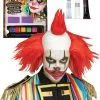 Deluxe Twisted Killer Clown Wig & Makeup FX Kit Halloween Fancy Dress
