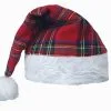 Tartan Christmas Santa Hat Faux Fur Trim Wee Willy Winky Victorian Night Cap Novelty Hat [One Size]