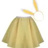 Ladies Pastel Yellow Bunny Girl Skater Skirt Set Cute Easter Fancy Dress Costume
