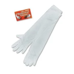 Ladies White Satin Theatrical Ballroom Opera Fancy Dress Flapper Gloves Accessory