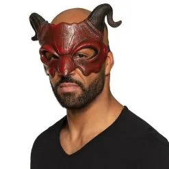 Halloween Devil Demon Satan Lucifer Half Face Mask 60" Cape Trident & Face Paint Fancy Dress -Halloween Shop 3b01ff64 13bc 46ab 8f10 31d698d4ee24 49310.1631720455