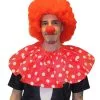 Red & White Polka Dot Clown Collar With Red Afro & Sponge Clown Nose