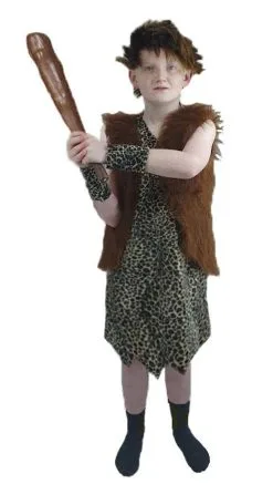 Childs Prehistoric Caveman Cavegirl Jurassic Fancy Dress Costume [Age 8-12Years]