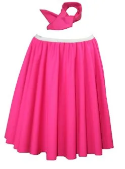 Adults 22" Length Neon Pink Rock & Roll Skirt & Neck Tie 1950's Fancy Dress [2 Sizes] -Halloween Shop 4053b18c 3c48 4e43 8c9e 3d164666d224 47325.1681828239