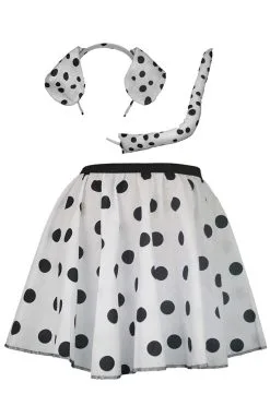 Womens White & Black 15" Dalmatian Dog Skater Skirt & Accessory Kit -Halloween Shop 4080b3a4 ee9d 449e ae4a dab6f3379a03 54134.1657281761
