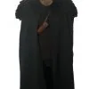 60" Black Viking Norse Medieval Cape With Faux Fur Trim Collar & Horned Hat [One Size]