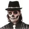 Adults Black & White Skeleton Day Of The Dead Fedora Fancy Dress Hat