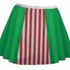 Ladies 15" Length Festive Candy Cane Christmas Elf Fancy Dress Skater Skirt [2 Sizes]