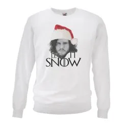 Adults Unisex White Let It Jon Snow Sweatshirt Funny GoT Christmas Sweater