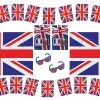 King Charles III Coronation 2x 5ftx3ft Union Jack Flag 2x 4 Metre (11 Flags) Bunting 2x GB Sunglasses 2x UK Face Paint United Kingdom Themed Coronation 8 Piece Garden Party Pack