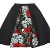 Childs 15" Day Of The Dead Skulls & Roses Panel Skirt Halloween Fancy Dress