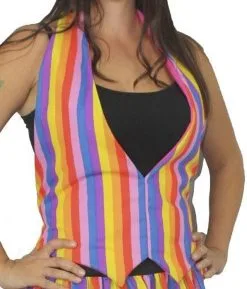 Childs Size Rainbow Wonka Fancy Dress Backless Waistcoat