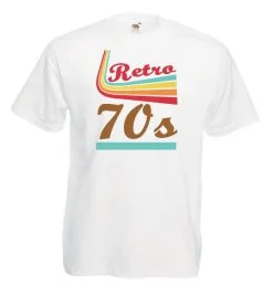 Mens White Retro 70's Dance Disco Fashion Hippy Vintage Printed T-Shirt