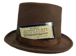 Adults Chocolate Factory Boss Top Hat & Golden Ticket World Book Day Movie Fancy Dress Costume Accessory