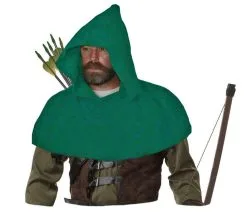 Adults Forest Green Medieval Archers Cowl Fleece Arrow Hood Sherwood Forest
