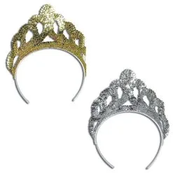 Gold Or Silver Tiara Sequin Fancy Dress Princess Mermaid Plastic Crown