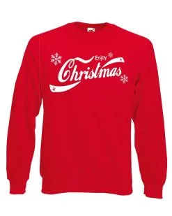 Unisex Red Enjoy Christmas Coca Cola Style Xmas Jumper Gift Idea