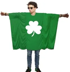 Adults Irish Clover St Patricks Day Ireland Flag Poncho Patriotic Supporters Fancy Dress Costume [One Size]