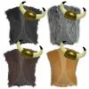 Childs Barbarian Viking Medieval Faux Fur Waistcoat & Horned Helmet Norse Fancy Dress Set