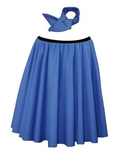22" Royal Blue Rock N Roll Skirt & Neck Tie 1950's 50's Fancy Dress Costume -Halloween Shop 69a182c9 7d22 48b2 9c05 d1508f3bda80 00519.1646745104
