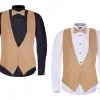 Adult Unisex Beige Camel Backless Waistcoats & Elasticated Dicky Bow Caberet Costume Accessory