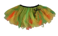 Ladies Orange Yellow & Green Halloween Cyber Tutu Skirt Pumpkin Fancy Dress