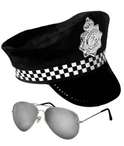 Police Captain Sargeant Sailor Captain Airline Pilot Peaked Hat & Glasses Fancy Dress Kit -Halloween Shop 71638a61 332d 4449 bff5 d40607ddee17 82003.1628692957