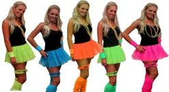 Womens Neon Coloured Pleated 4 Pcs Tutu Skirt Fancy Dress Sets