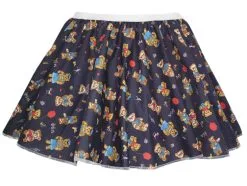 Childrens Age 8-12 Navy Blue Teddy Bear 15" Printed Skater Skirt Fancy Dress