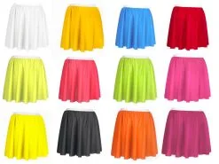 Adults 15" Length Skater Skirt Roller Disco 80's Dance Fancy Dress
