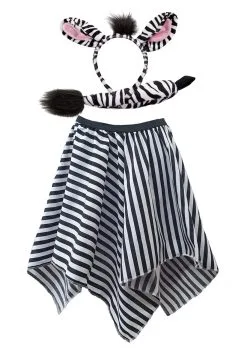 Childs World Book Day Zebra Stripe Skirt Ears & Tail Set