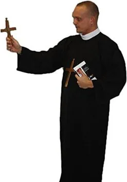 Adults Vicar Priest Robes & Cross Religious Holy Man Stag Night Stag Party Fancy Dress Costume [2 Sizes] -Halloween Shop 7f2c544c ce39 4669 adbb 7a6e503c991e 38437.1681726533