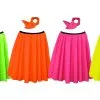 Adults 22" Length Neon Colours Rock & Roll Skirt & Neck Tie 1950's Fancy Dress