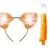 Unisex 2pc Fox Ears & Tail Set Instant Fancy Dress Head Accessory