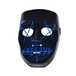 Anarchy Blue Light-Up Mask Led Halloween Purge Horror Stitches Mask
