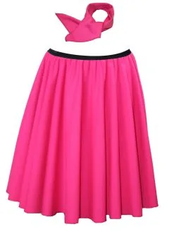 Adults 22" Length Neon Pink Rock & Roll Skirt & Neck Tie 1950's Fancy Dress [2 Sizes] -Halloween Shop 87737761 005f 4e0e 9a24 836d302b1561 05464.1681828244