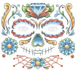 Tinsley Transfer Face Tattoo FX ' Candy Skull ' Skin Art Hollywood Special Effects