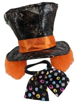Adults Mad Hatter Top Hat & Cravat Wonderland Fancy Dress Costume Accessory [One Size]