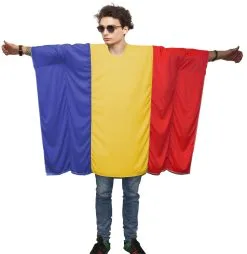 Adults Romania Romanian National Flag Poncho Patriotic Supporters Fancy Dress Costume [One Size]